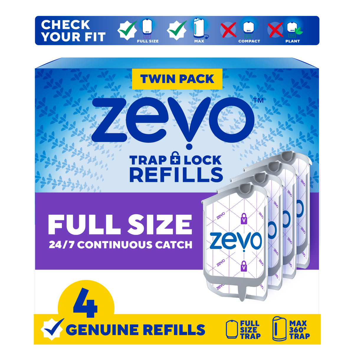 Zevo KSG-ZEV-1044 Flying Insect Trap Refill Cartridges, 4 Count