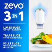 Zevo KSG-ZEV-1043 Flying Insect Trap, 1 Plug-In Base and 3 Refill Cartridges