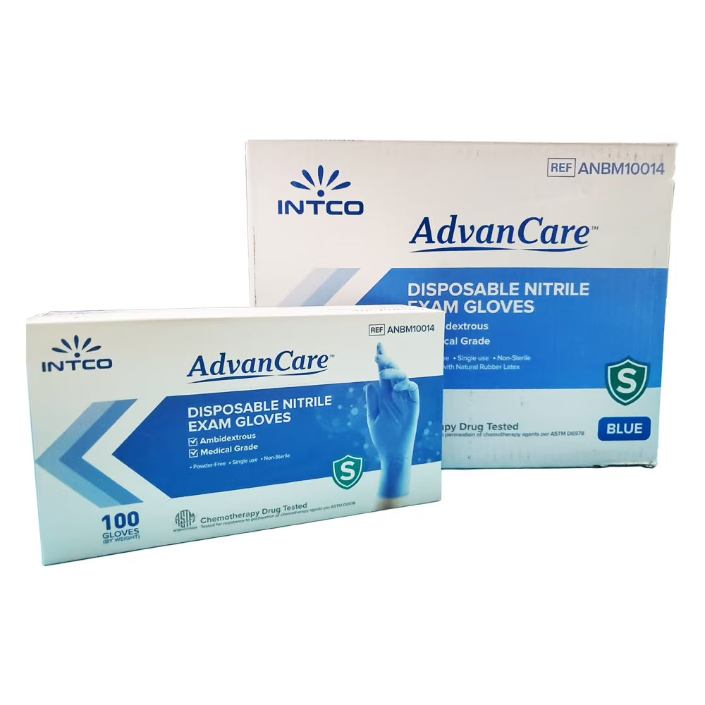 AdvanCare™ Blue 4mil Nitrile Exam Gloves - ANBM1001 - Case of 10 boxes