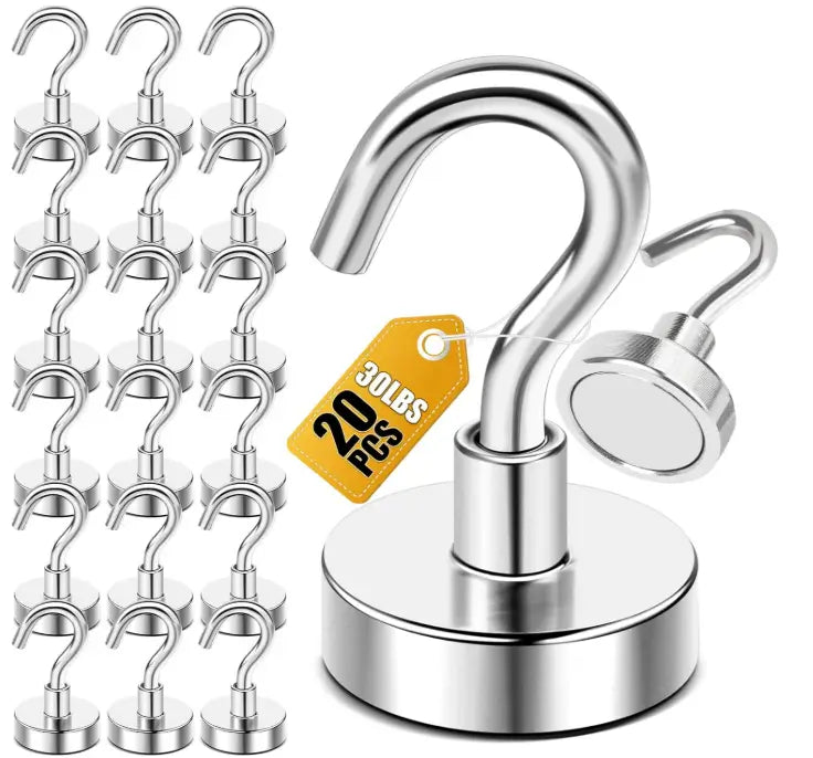 DIYMAG KSG-DIY-1065 Neodymium Magnetic Hooks, Silver, 20 Pack