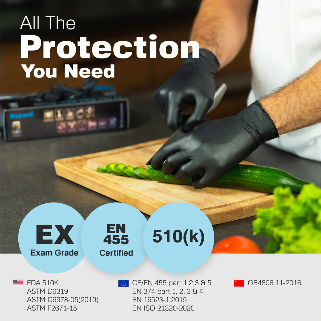 Raxwell RX Pro Black Nitrile Disposable Exam Gloves (5.5-mil) Pallet of 100 cases