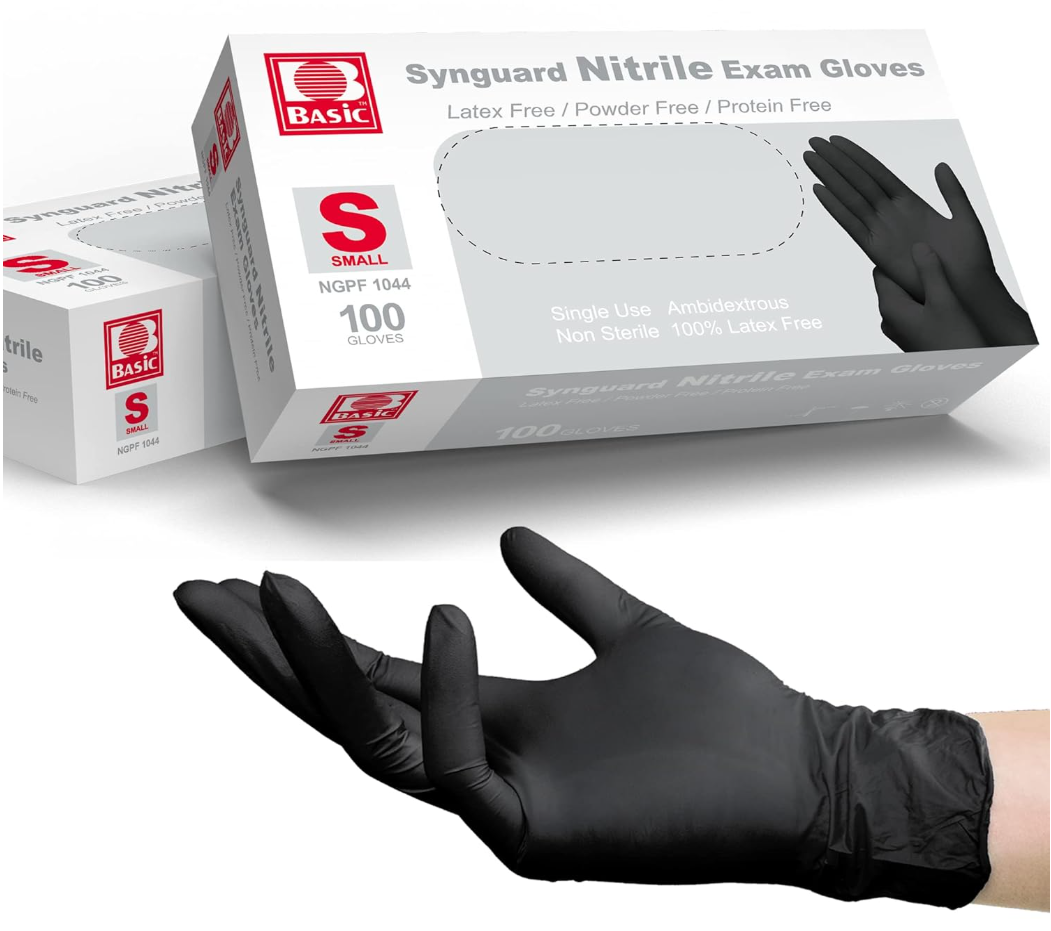 Synguard Black Nitrile Exam Gloves - Latex-Free & Powder-Free - NGPF104 (5-mil) Case of 10 boxes
