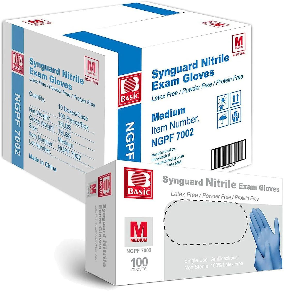 Synguard Blue Nitrile Exam Gloves - Latex-Free & Powder-Free - NGPF700 (4-mil) Case of 10 boxes