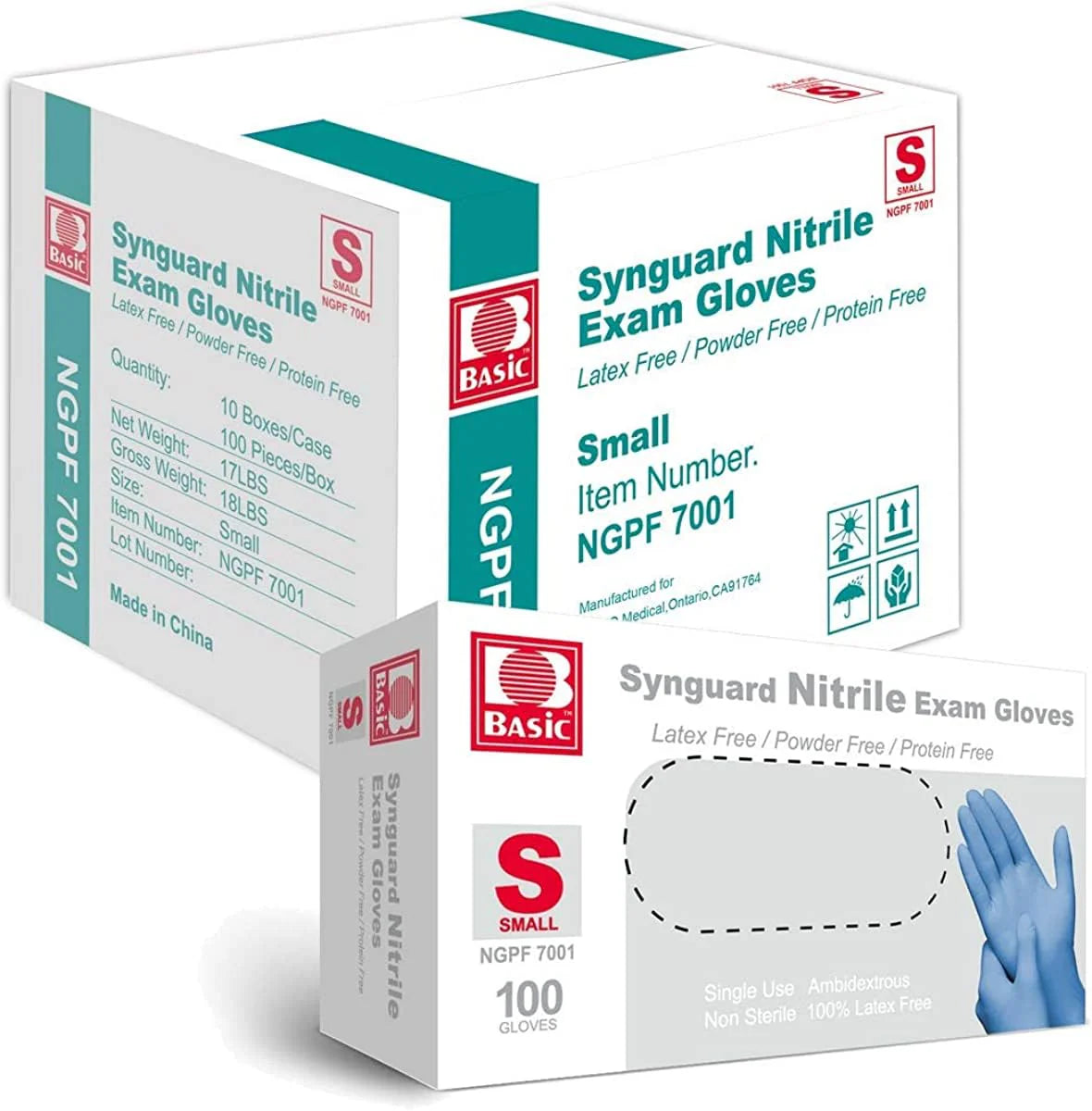 Synguard Blue Nitrile Exam Gloves - Latex-Free & Powder-Free - NGPF700 (4-mil) Case of 10 boxes