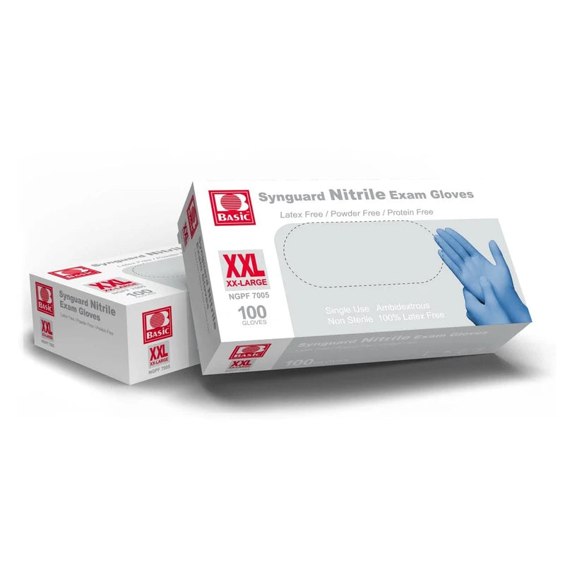 Synguard Blue Nitrile Exam Gloves - Latex-Free & Powder-Free - NGPF700 (4-mil) Case of 10 boxes