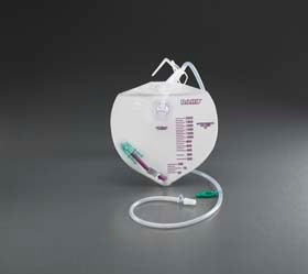 Bard Medical 154002 Bard Urine Drainage Bags, Anti-Reflux Chamber, 2000mL Capacity, Hook Hanger/ String Hanger, Latex Free (LF), 20/cs