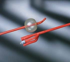 Bard Medical 6003L22 Bard Lubricath® Foley Trays: Foley Catheter, Lubricath®, 3-Way, 30cc Balloon, 22FR, Specialty, Hotter Model, Red Latex, Long Coude Tip, Single Drainage Eyes, 12/cs