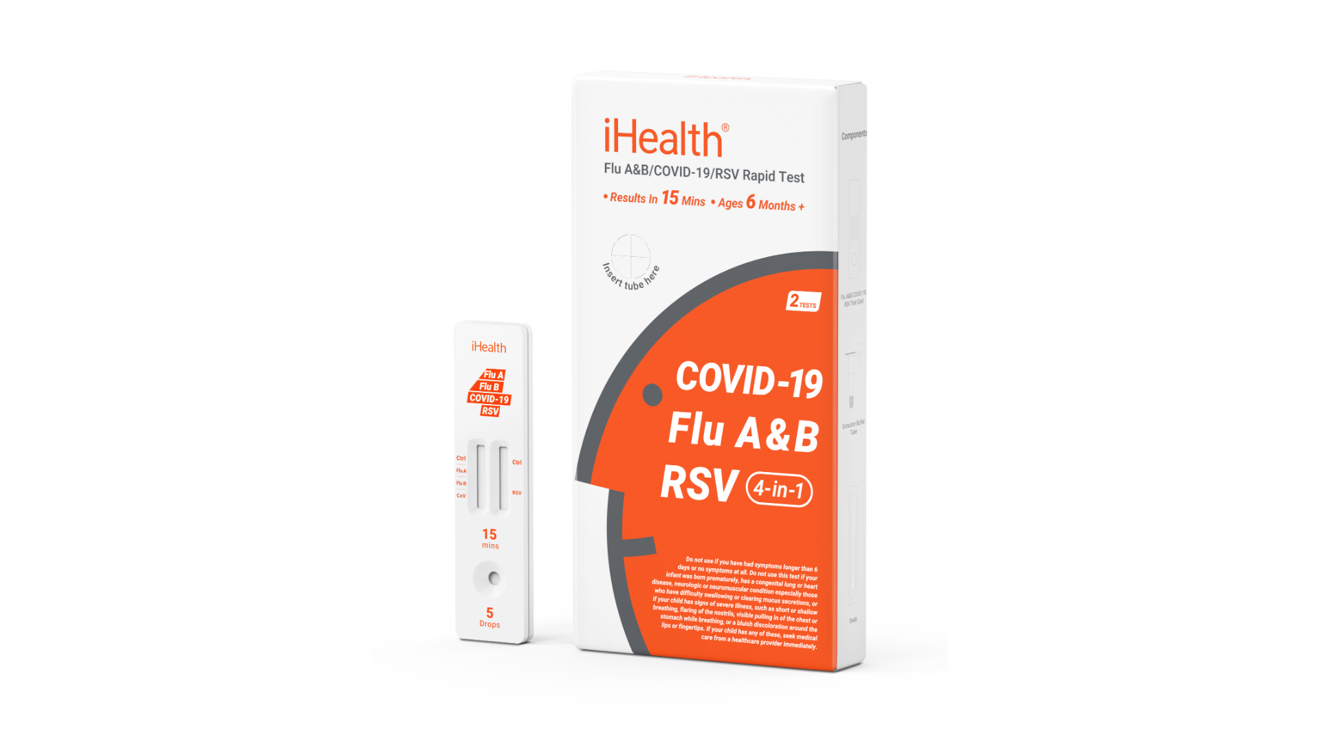 iHealth 4-in-1 RSV + Flu A/B + COVID Home Test (2 Tests / Kit) Case of 24 Kits