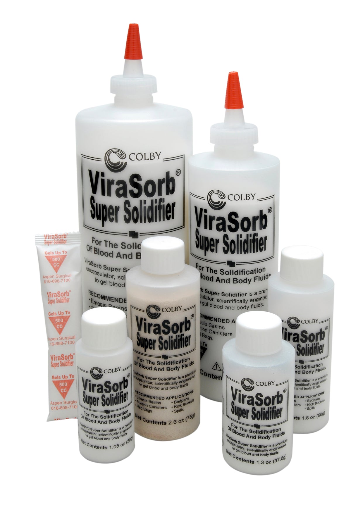 Aspen Surgical 1001 Aspen Virasorb® Solidifier, Bottle, Single Use, Solidifies up to 1500cc, Non-Sterile, 96/cs