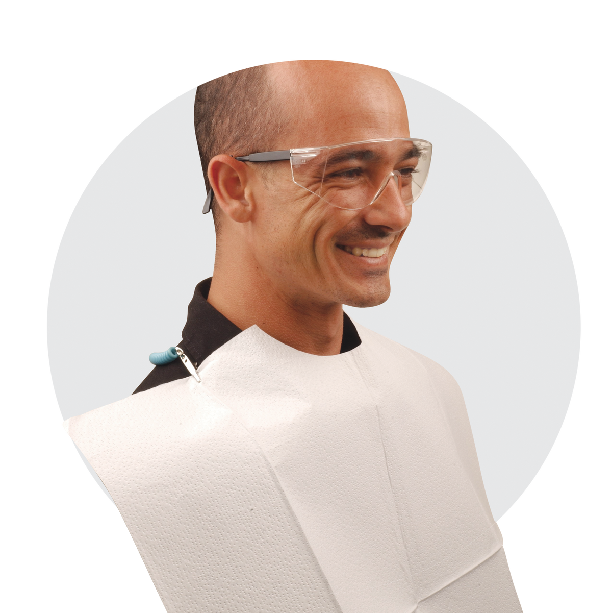 Crosstex Polyback™ Contour Bib, 3-Ply Paper, Poly, 18" x 22", Blue, 400/cs
