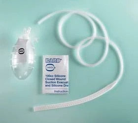Bard Evacuator Kit, Silicone, 100cc, 3/4 Perforation Pattern, Hubless Flat Drain, 20cm Length, 10mm Width, 20/cs