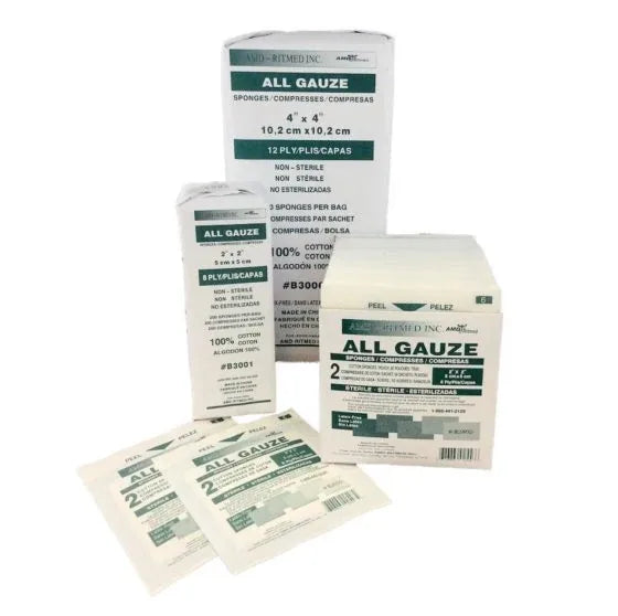 Premium Gauze Sponge, 12-Ply, Sterile 10s, 4 x 4 (AMD RitMed A4121)