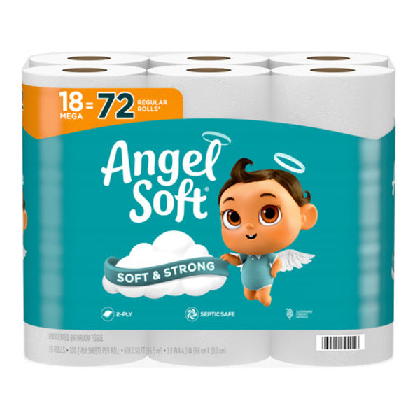 Angel Soft Toilet Paper, 18 Mega Rolls, 2-Ply (Pack of 10)