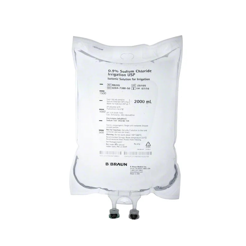 0.9% Sodium Chloride Irrigation USP, 2000 mL (B.Braun R8205)