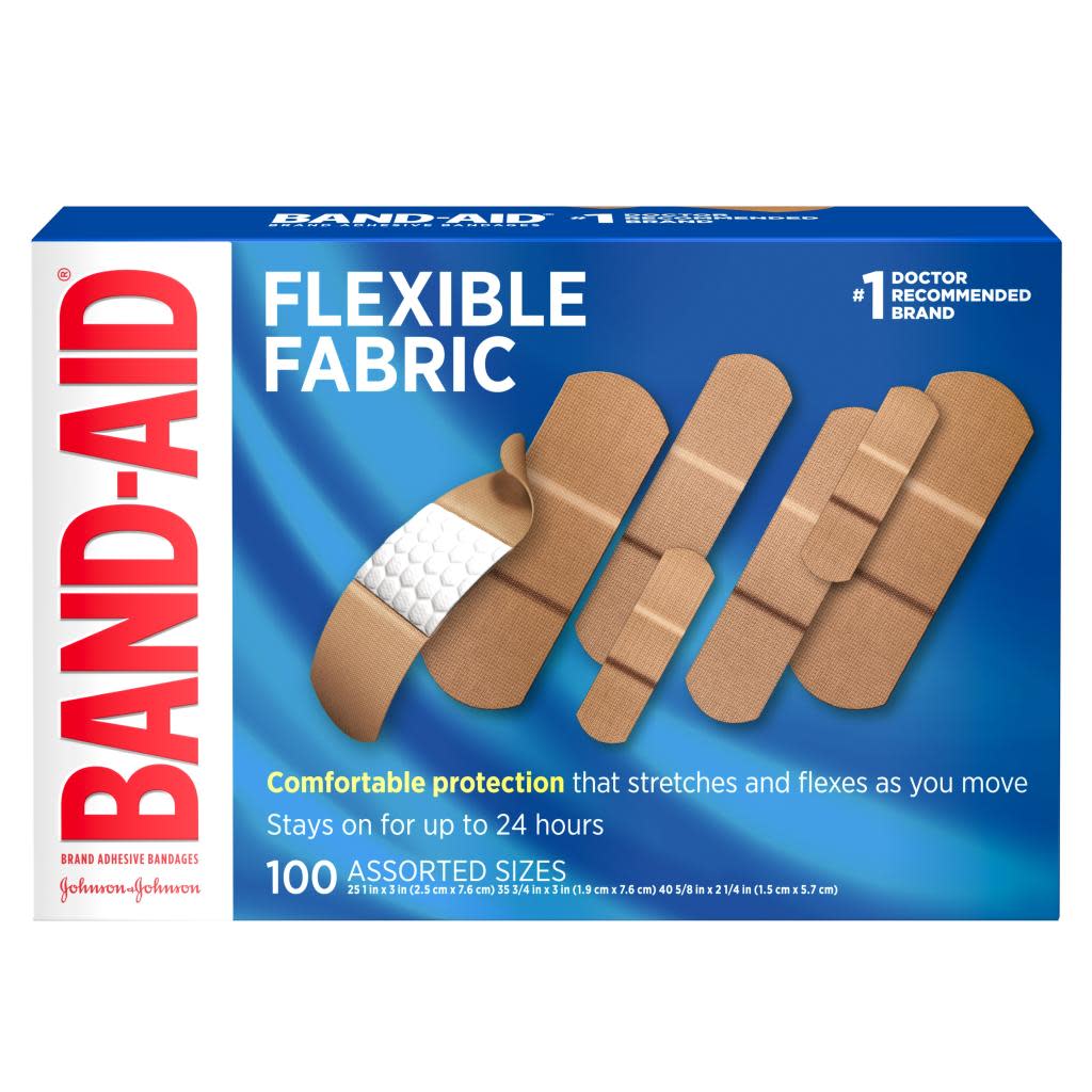 BAND-AID KSG-BAN-1017 Flexible Fabric Adhesive Bandages, Assorted Sizes, 100 Count