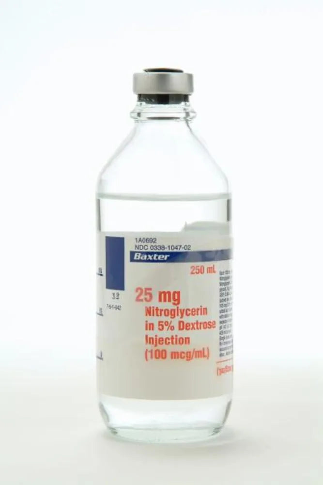 Nitroglycerin / Dextrose 5% 25 mg / 250 mL Solution 250 mL (Baxter 00338104702)