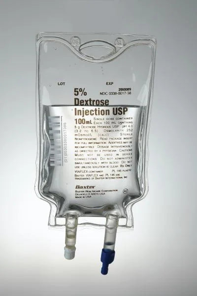 Dextrose / Water, Preservative Free 5% IV Solution 100 mL (Baxter 2B0089)