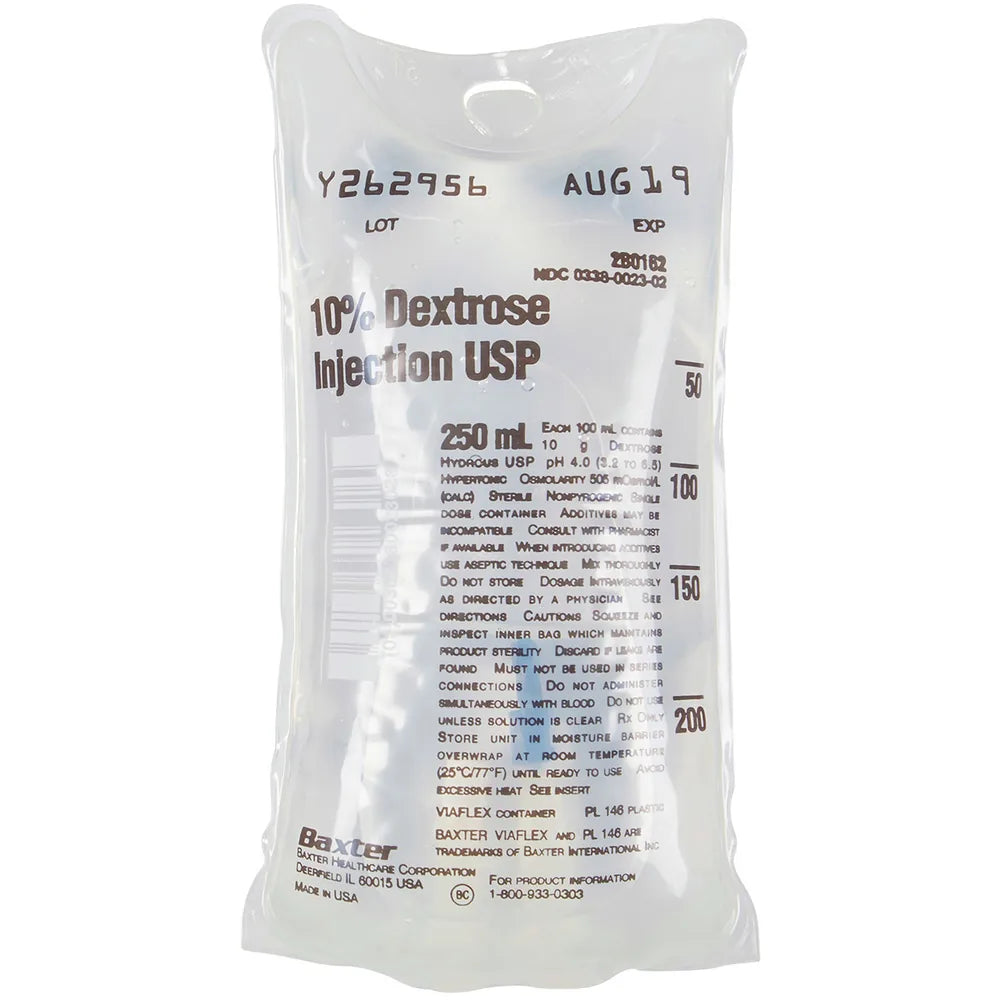 Dextrose / Water, Preservative Free 10% IV Solution 250 mL (Baxter 2B0162Q)