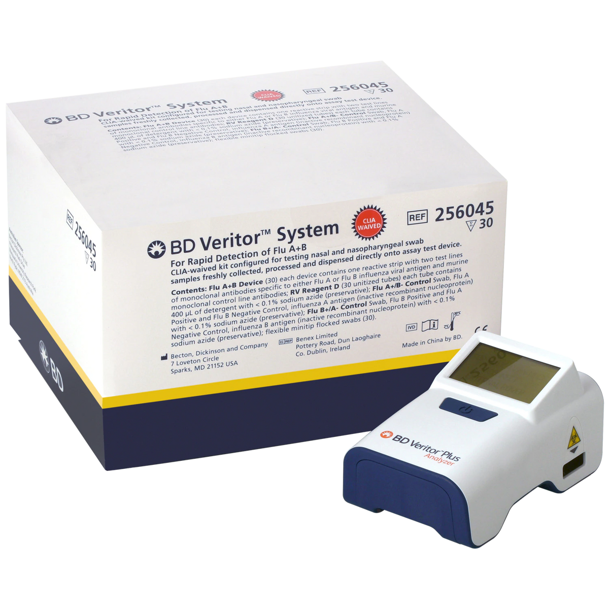 BD Veritor™ System: Influenza A+B POC Kit, CLIA Waived, 30 tests/kit, 1 kit/ea (12/cs, 12 cs/plt)