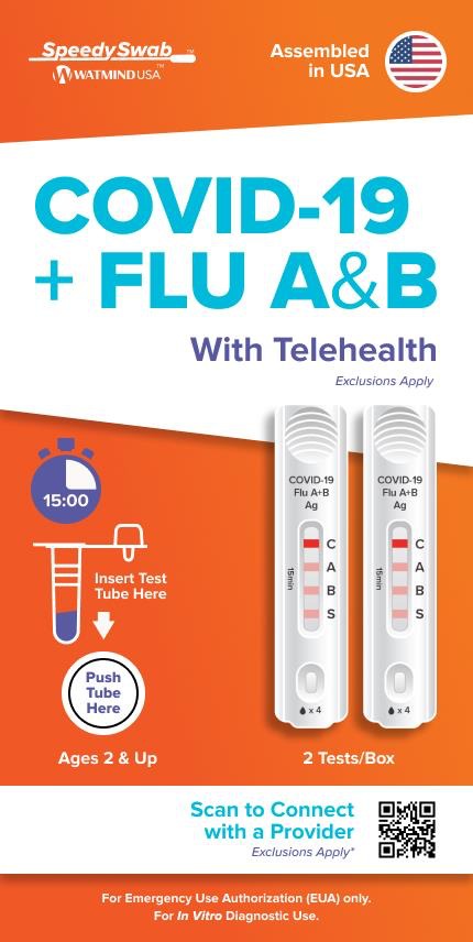SpeedySwab COVID-19 + Flu A&B with telehealth box panel