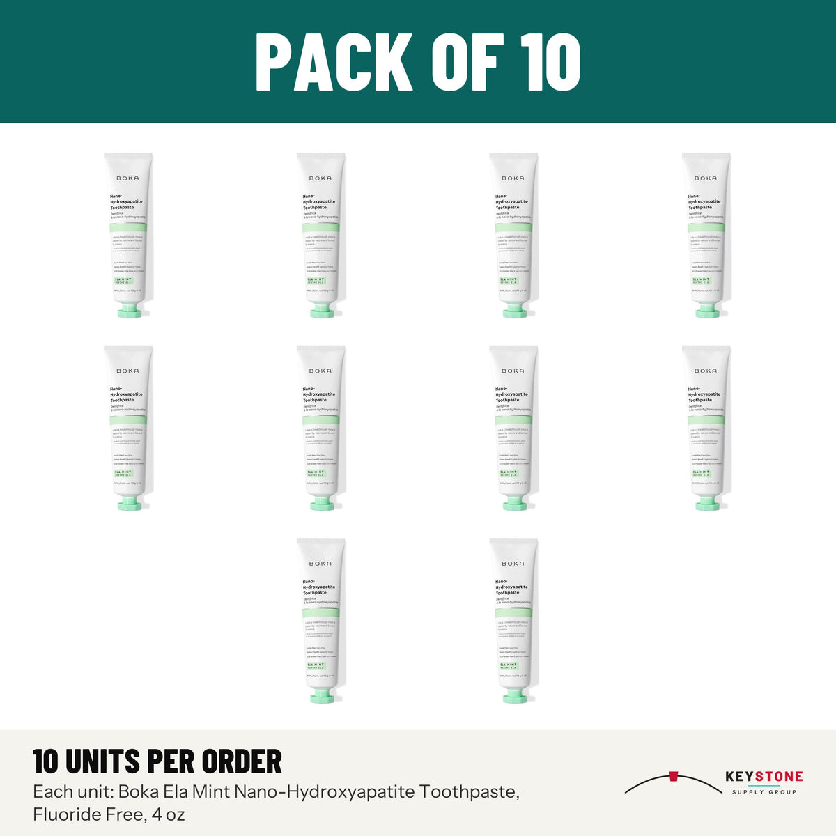 Boka Ela Mint Nano-Hydroxyapatite Toothpaste, Fluoride Free, 4 oz: pack of 10 units