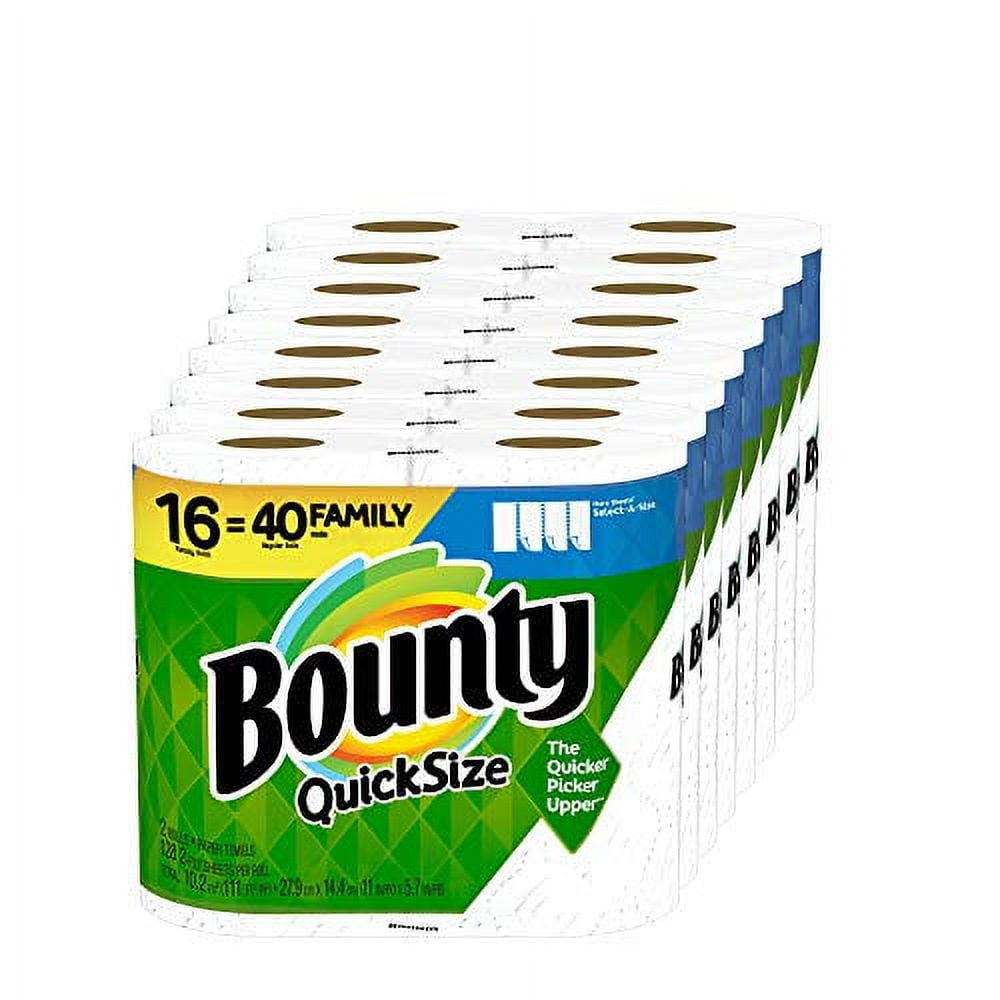 Bounty Quick Size Paper Towels, White, 16 Family Rolls (Packs of 2, 4 or 10)