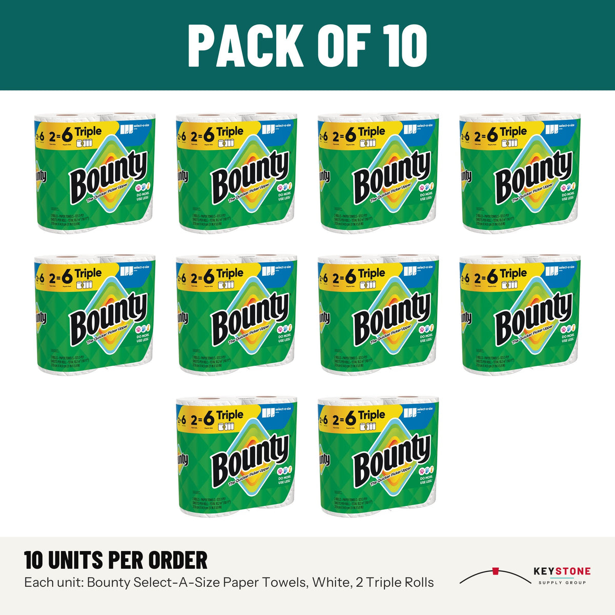 Bounty Select-A-Size Paper Towels, White, 2 Triple Rolls: pack of 10 units