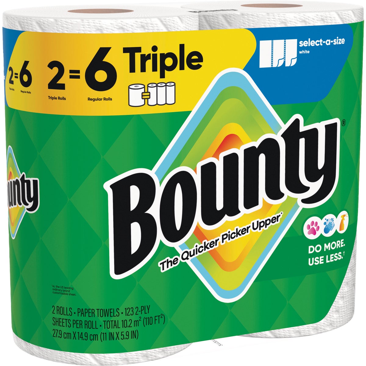 Bounty Select-A-Size Paper Towels, White, 2 Triple Rolls (Pack of 10)