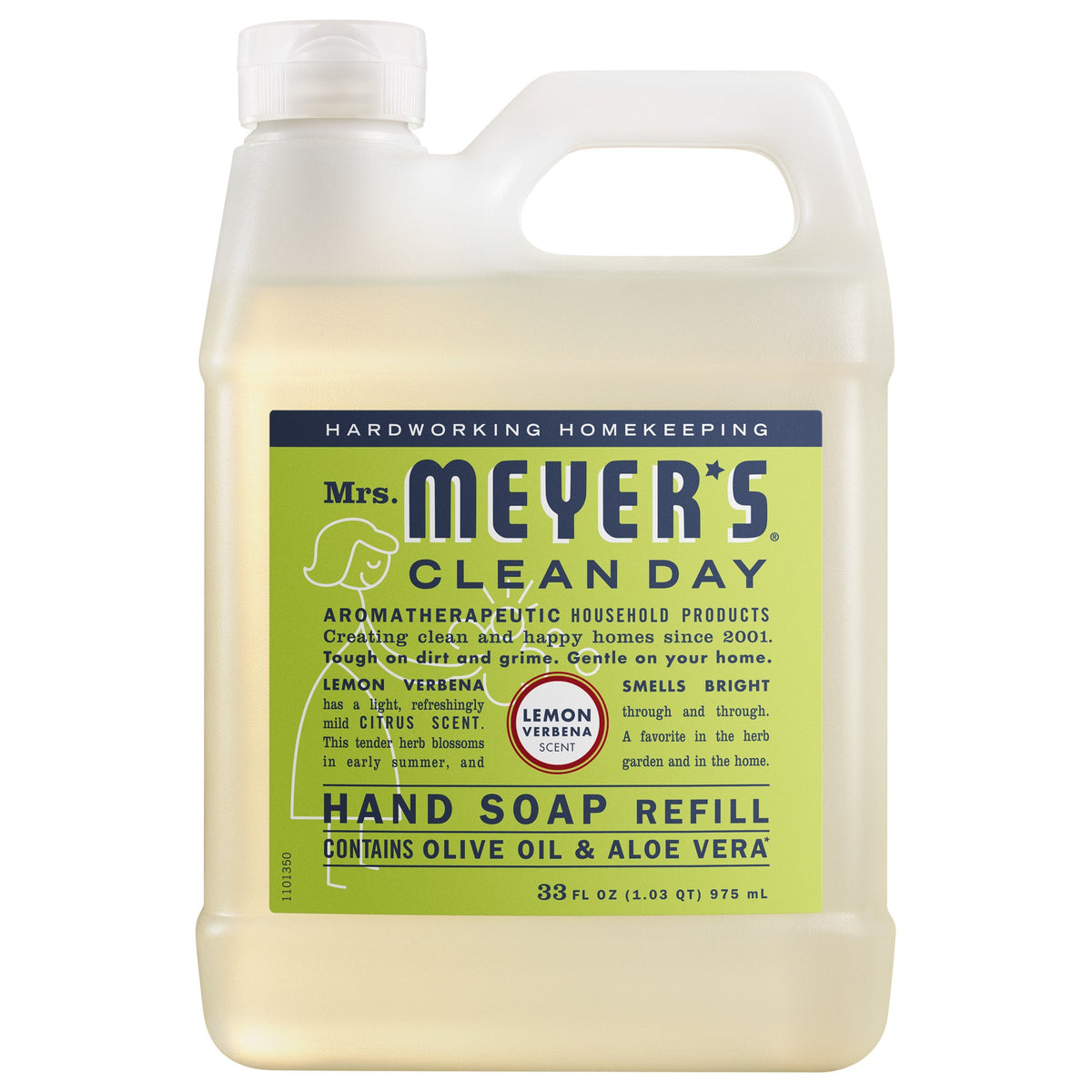 Mrs. Meyer's 651327 Clean Day Liquid Hand Soap Refill, Lemon Verbena, 33 fl oz