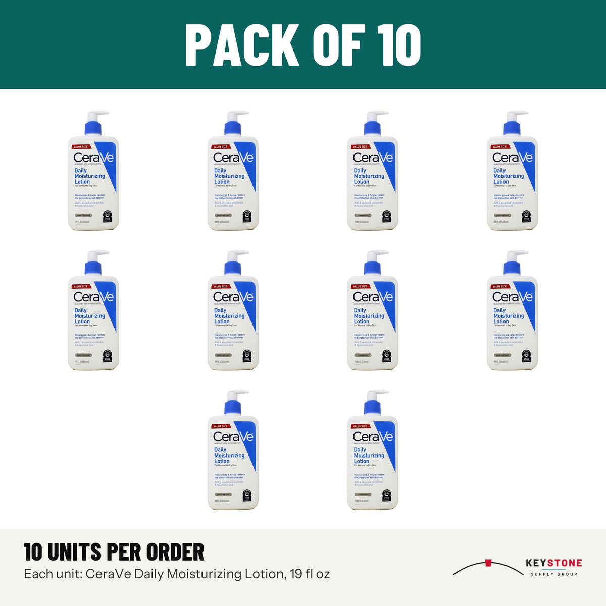 CeraVe Daily Moisturizing Lotion, 19 fl oz: pack of 10 units