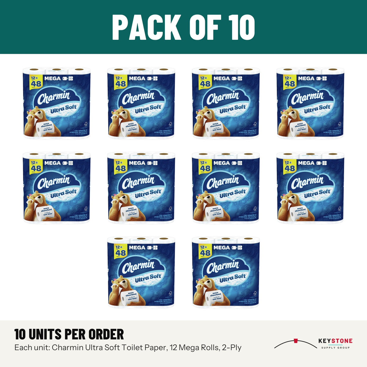 Charmin Ultra Soft Toilet Paper, 12 Mega Rolls, 2-Ply: pack of 10 units