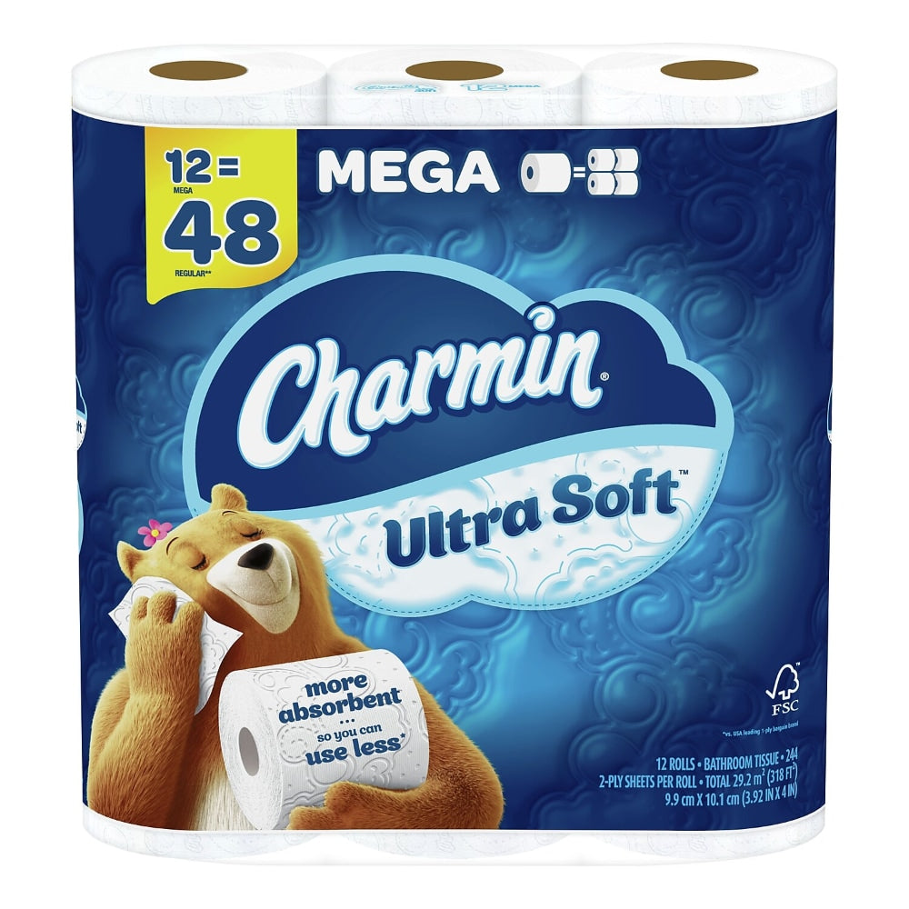 Charmin Ultra Soft Toilet Paper, 12 Mega Rolls, 2-Ply (Pack of 10)