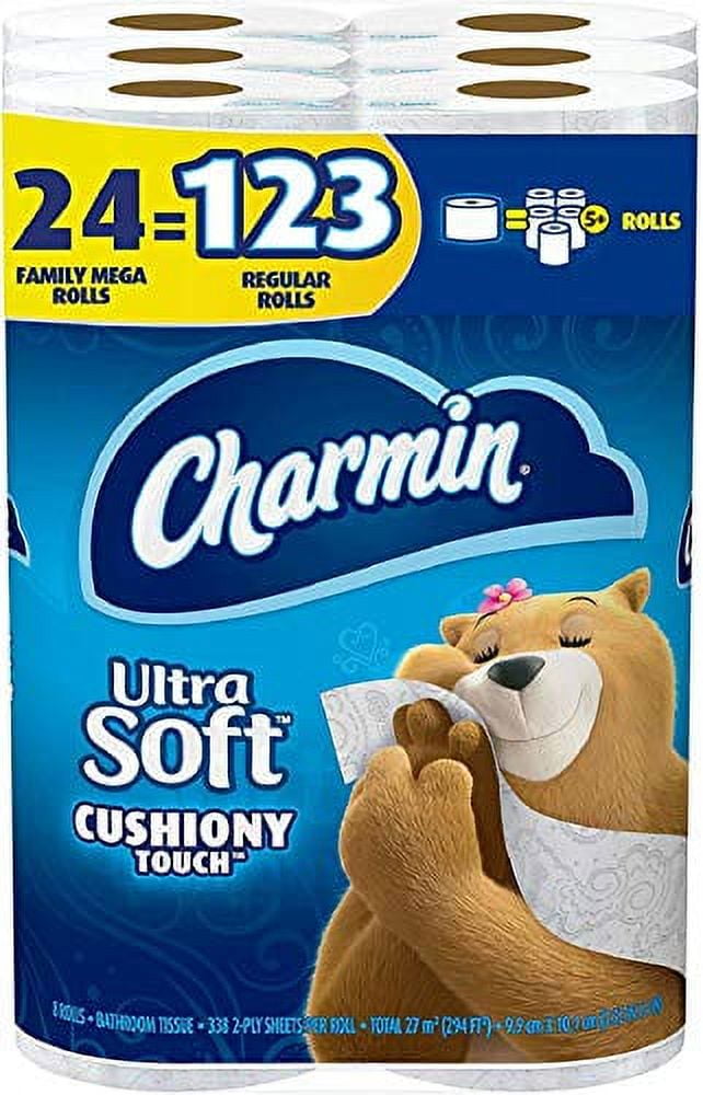 Charmin Ultra Soft Toilet Paper, 24 Family Mega Rolls, 2-Ply (Packs of 2, 4 or 10)