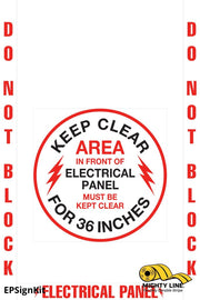 Mighty Line Do Not Block Electrical Panel Floor Marking, OSHA Compliance Kit. 16 in sign, 2 in wide tape