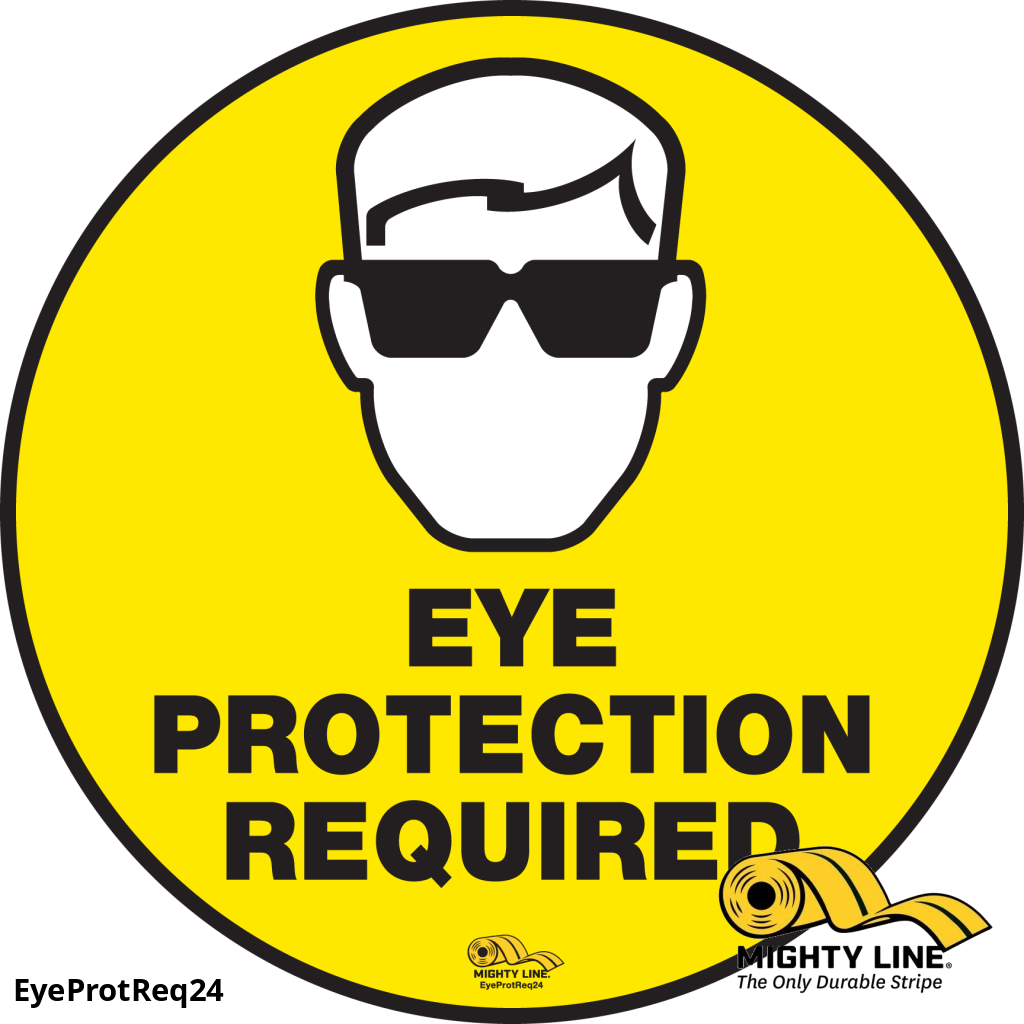Mighty Line Eye Protection Required, Floor Marking Sign, 24 in
