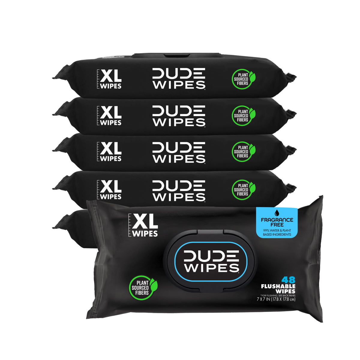 DUDE Wipes DW-CE-6-A Unscented Flushable Wet Wipes, 6 Packs of 48 (288 Count)