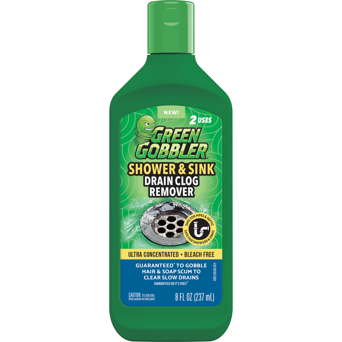 Green Gobbler G8092 Shower & Sink Drain Clog Remover, Ultra Concentrated, 8 fl oz