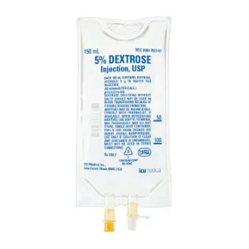 Dextrose / Water, Preservative Free 5% IV Solution 150 mL (ICU Medical 792261)