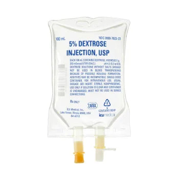 Dextrose / Water, Preservative Free 5% IV Solution 100 mL (80/cs) (ICU Medical 792337)