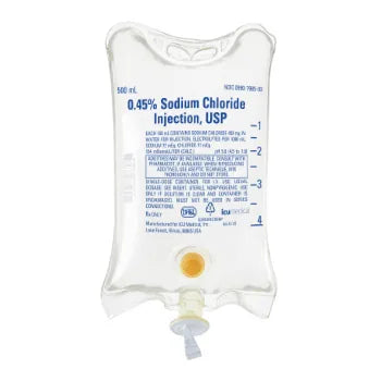 Sodium Chloride, Preservative Free 0.45% IV Solution 500 mL (ICU Medical 798503)