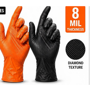 LW Concept LW9000 Black Nitrile Gloves, 8 mil, Diamond Texture, Industrial Series, Powder-Free, 500/CS