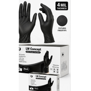 LW Concept LW2300 Black Nitrile Exam Gloves, 4 mil, Powder-Free, 1,000/CS