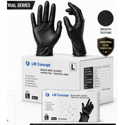LW Concept LW6000 Black Vinyl Gloves, Industrial Grade, Powder-Free, 1,000/CS
