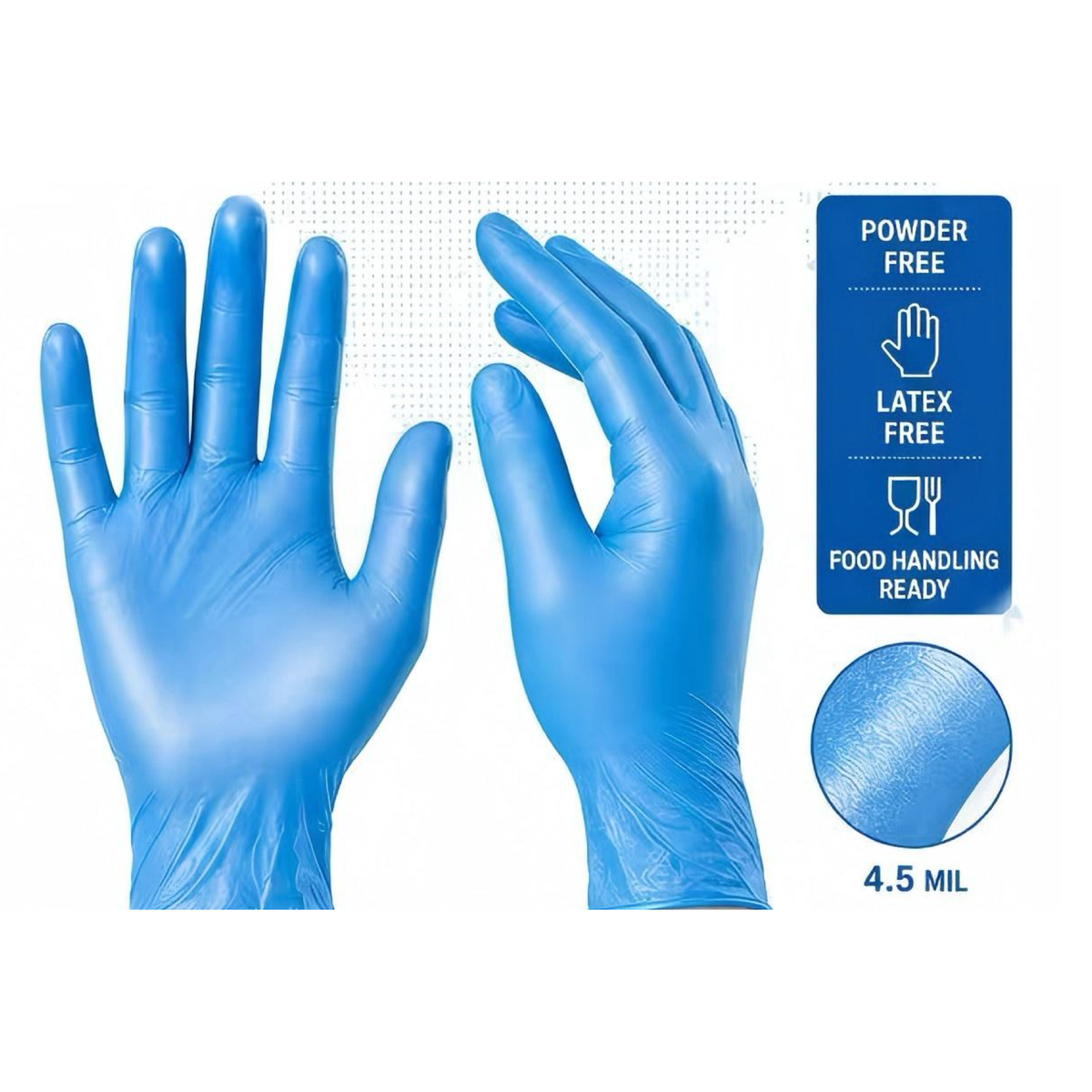 LW Concept LW4000 Blue Vinyl Exam Gloves, 4.5 mil, Powder-Free, 1,000/CS