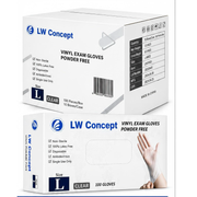 LW Concept LW3100 Clear Vinyl Exam Gloves, Powder-Free, Non-Sterile, 1,000/CS