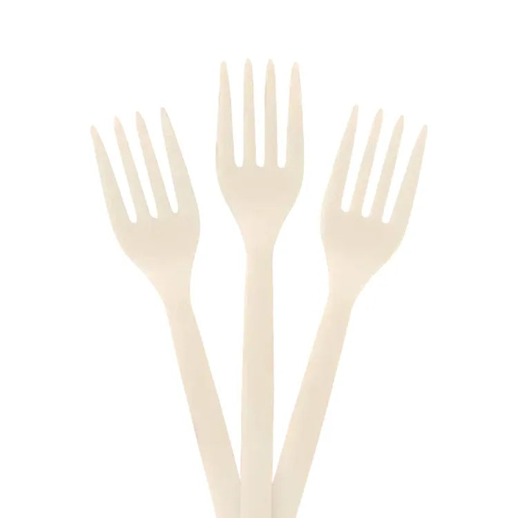 Fork / Spoon / Knife (Made From Plants) Plant Plastic Hybrid Material Cutlery (Tan Color) (Maadho M-P-07001)