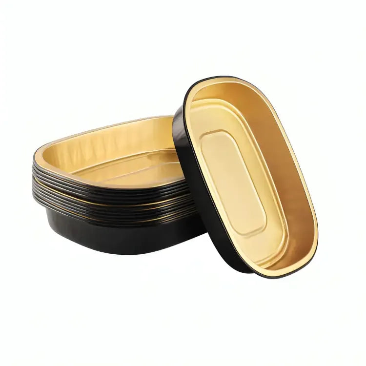 24oz Aluminum Oval Tray Aluminum Oval Tray 24oz (Black & Gold) (Maadho M-P-08300)