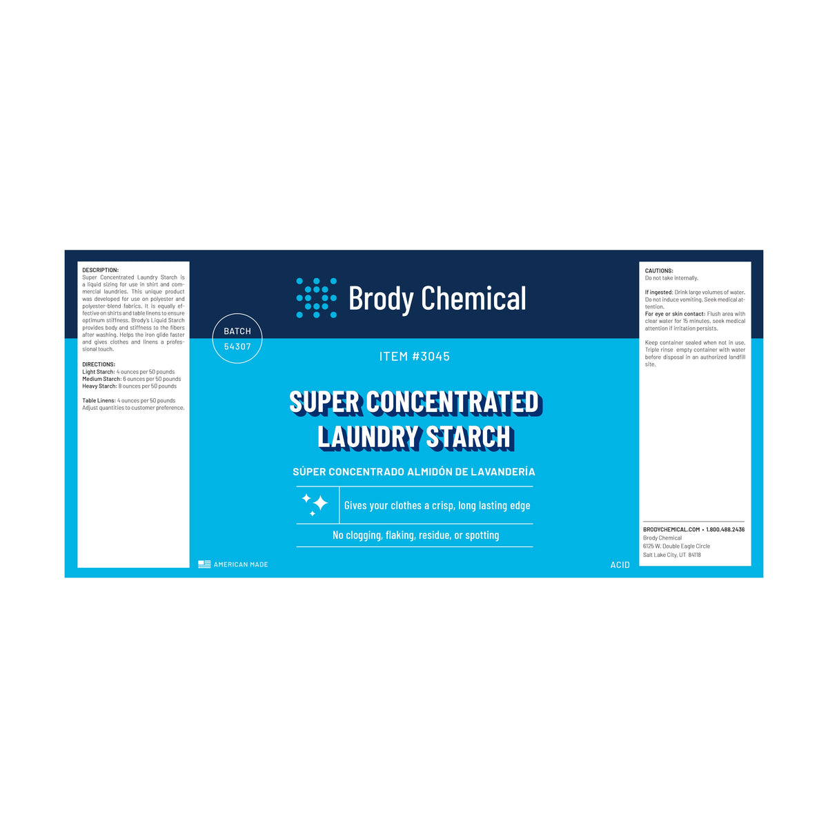 Brody Chemical 3045 Super Concentrated Laundry Starch