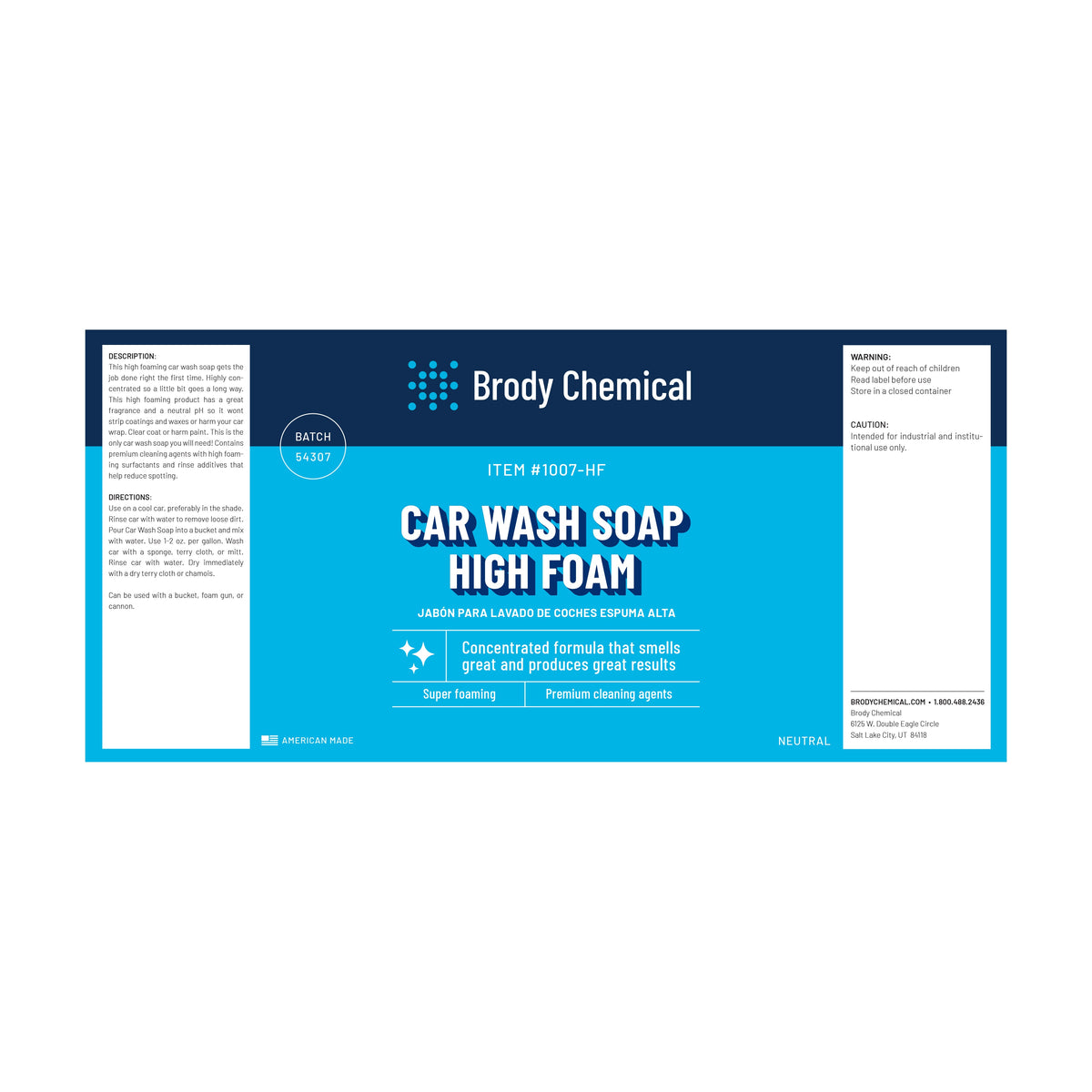 Brody Chemical 1007 CAR Wash Soap (high Foam)