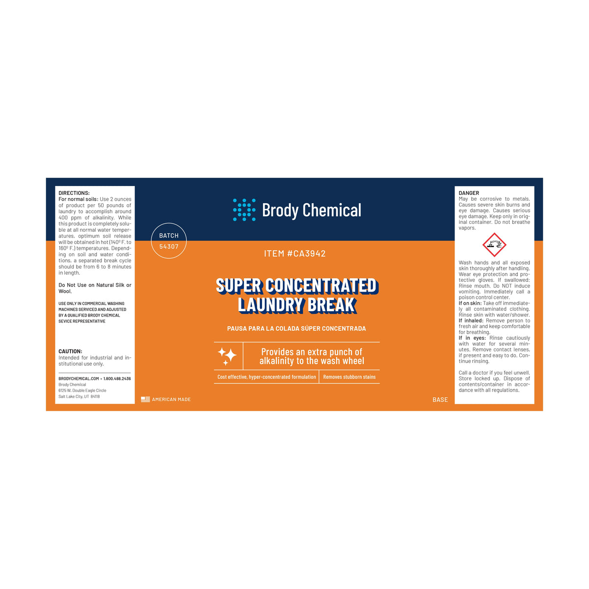 Brody Chemical CA3942 Super Concentrated Laundry Break